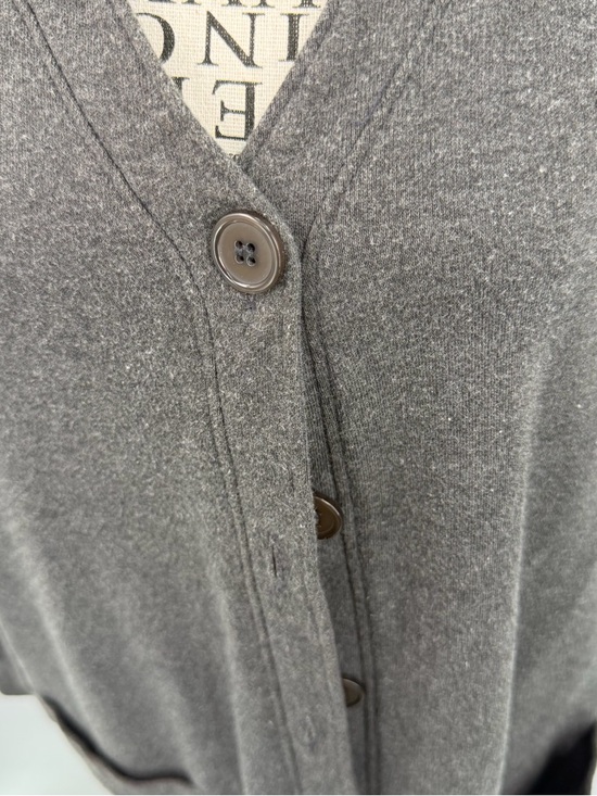 Hasting & Smith Petites Charcoal Gray V-Neck Cardigan w/ Pockets | Petite L - Picture 3 of 5